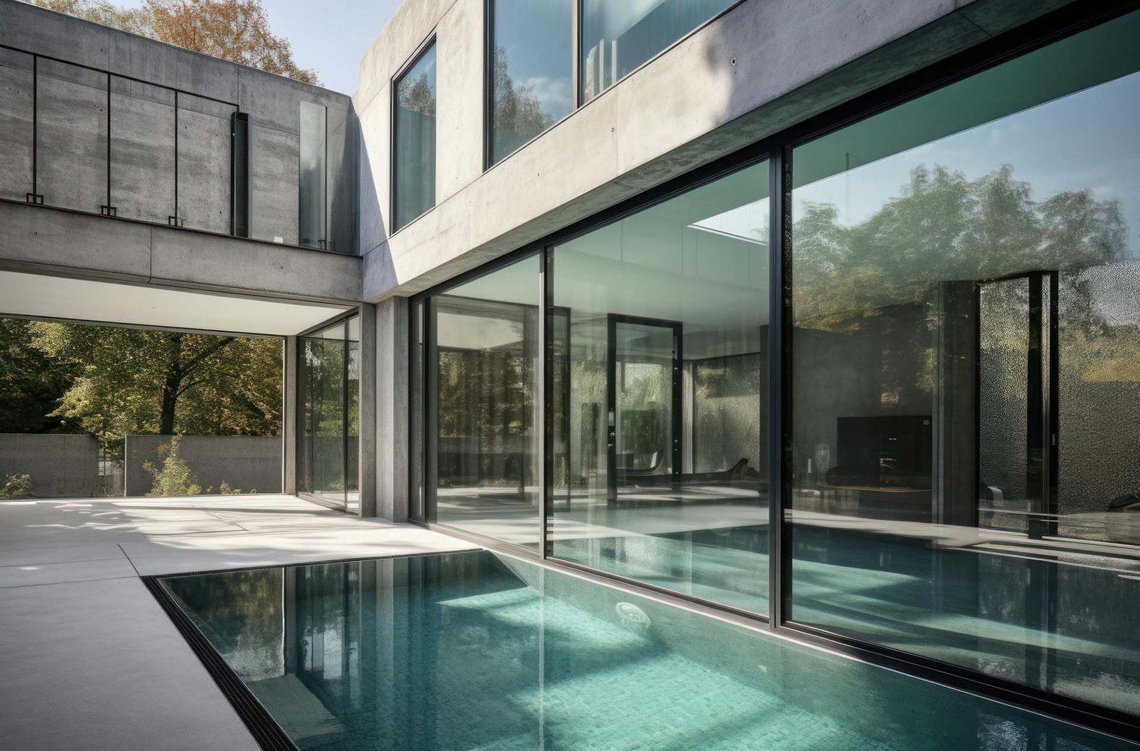 sliding glass near pool